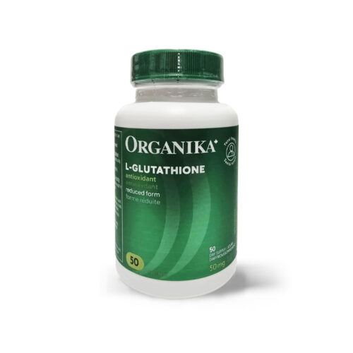 Flacone verde di integratore alimentare L-Glutathione in capsule