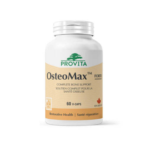 Integratore alimentare Osteomax Provita Nutrition in flacone con etichetta beige e tappo bianco