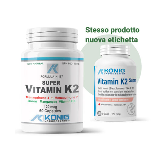 Super Vitamina K2 Konig Nutrition con MK4 MK7 e vitamina D3