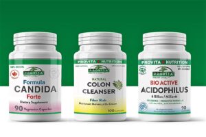 Protocollo integratori Provita Nutrition per supporto alimentare contro la Candida con tre flaconi in primo piano