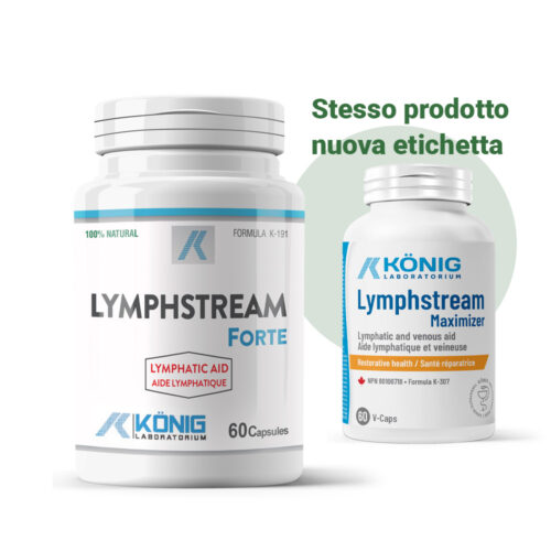 Integratore Lymphstream Maximizer Konig in flacone, supporto per il sistema linfatico