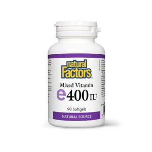 Flacone di integratore Vitamina E400 Mix Natural Factors, complesso di tocoferoli naturali