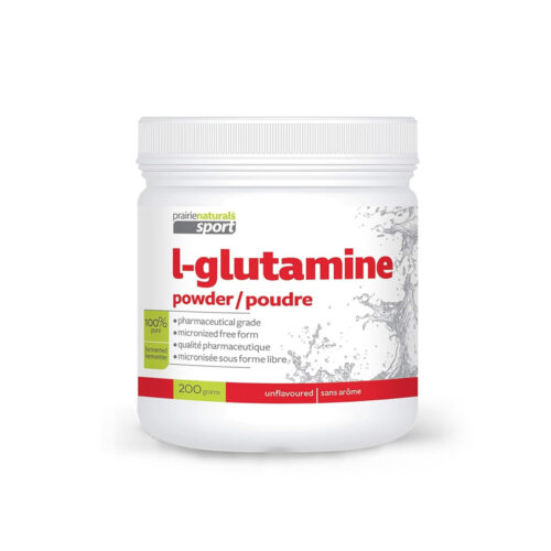 Barattolo di integratore alimentare L-Glutamine Prairie Naturals in polvere da 200 g
