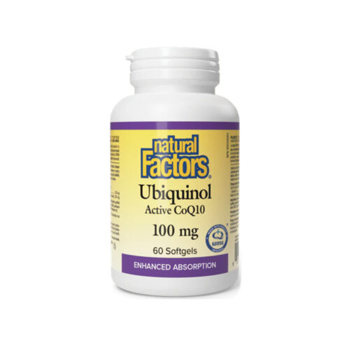 Flacone di Ubiquinol 100 mg di Provita Nutrition, integratore di Coenzima Q10 attivo in capsule molli per supporto energetico cellulare e antiossidante.