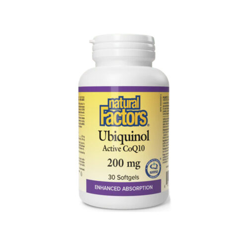 Flacone di Ubiquinol 200 mg di Provita Nutrition, integratore di Coenzima Q10 attivo in capsule molli per supporto energetico cellulare e antiossidante.